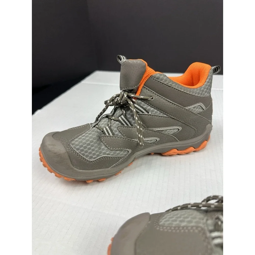 Merrell Chameleon 7 Waterproof Mid Hiking Boots Gray Orange Kids Boys Size 4.5M